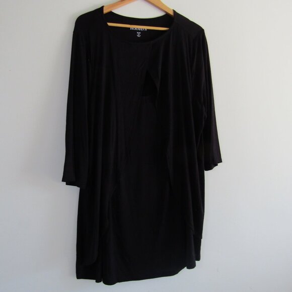 Roaman's Layered Shift Dress 1X Black Casual Classic Lagenlook Stretchy NWT - Picture 3 of 12
